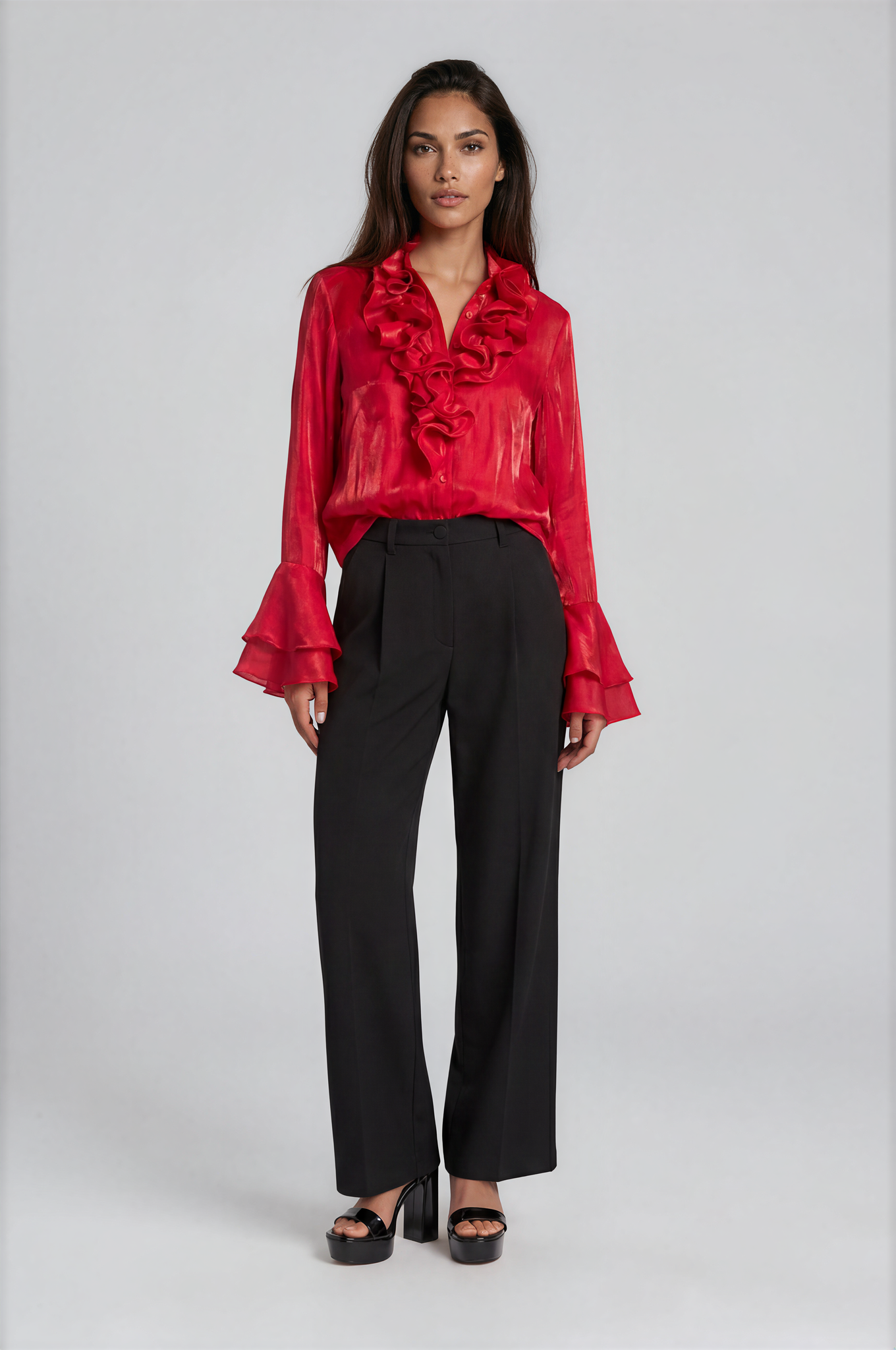 Blouse Volants Satinée – Made in Italy